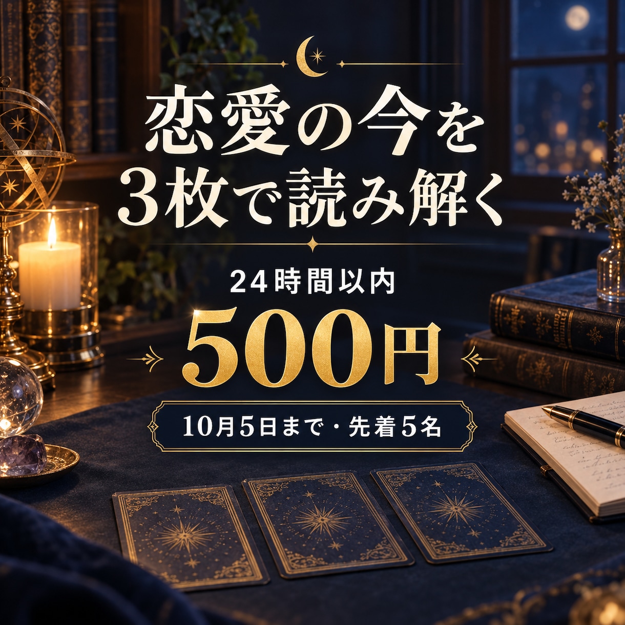 10月5日まで｜恋愛の今を3枚で読み解きます 迷う気持ちを整理する、24時間以内の恋愛鑑定 イメージ1