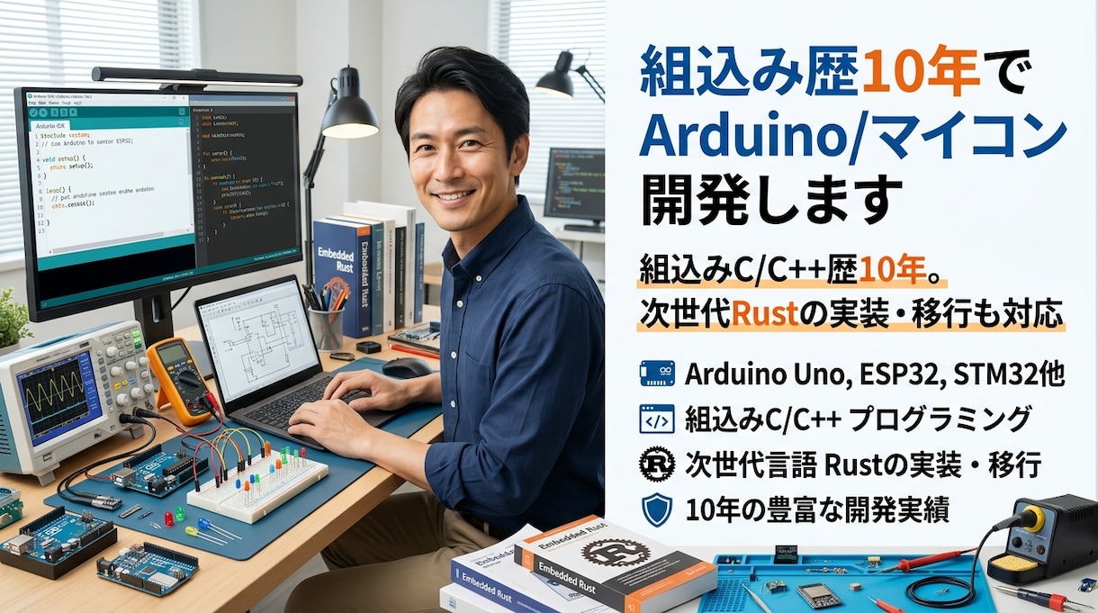 組込み歴10年でArduino/マイコン開発します 組込みC/C++歴10年。次世代Rustの実装・移行も対応 イメージ1