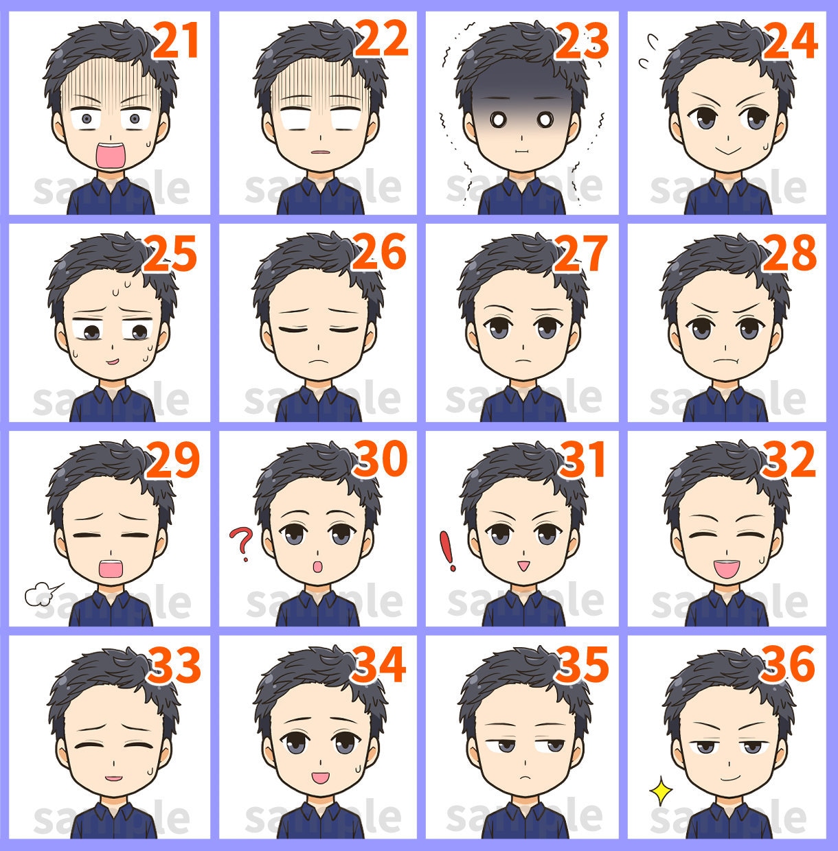 商用OK⭐︎お好きな表情アイコン3点から描きます SNS等のアイコンの表情にバリエーションが欲しい方にも！ イメージ7
