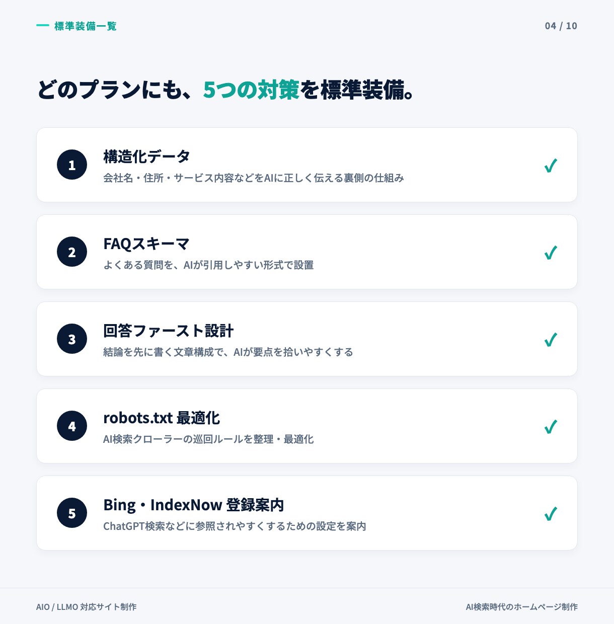 AIO/LLMO対策済みHPを制作します AIに"紹介される"会社へ、実績ありで安心 イメージ4