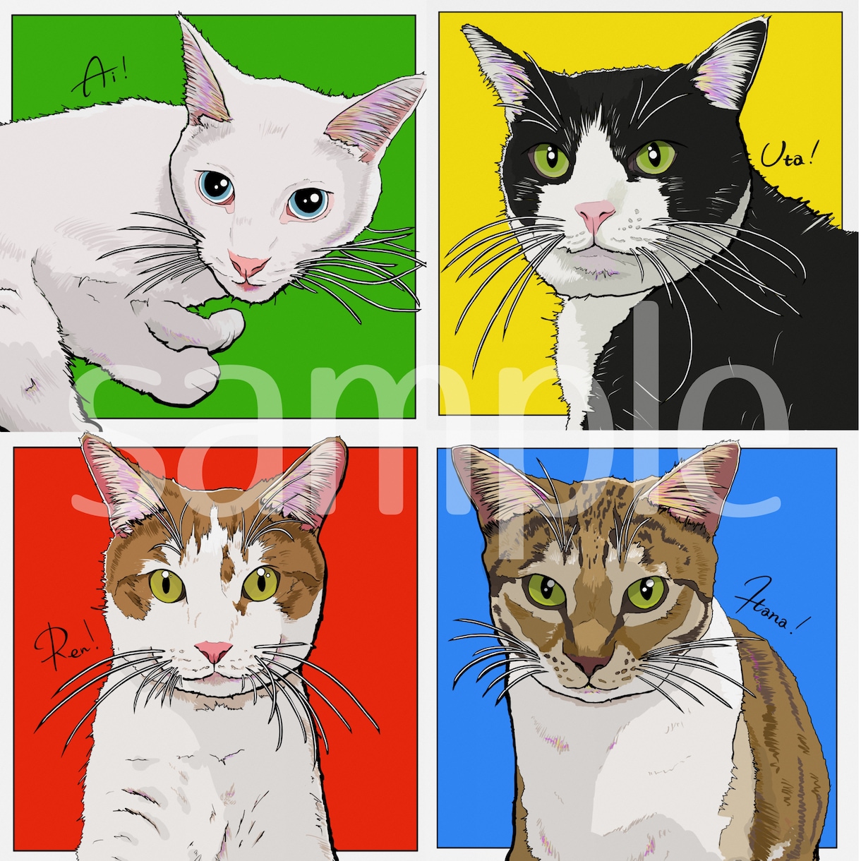 そっくりお洒落！ペット・動物の似顔絵描きます SNSアイコン／プロフィール／プレゼント／インテリアなどに◎ イメージ6
