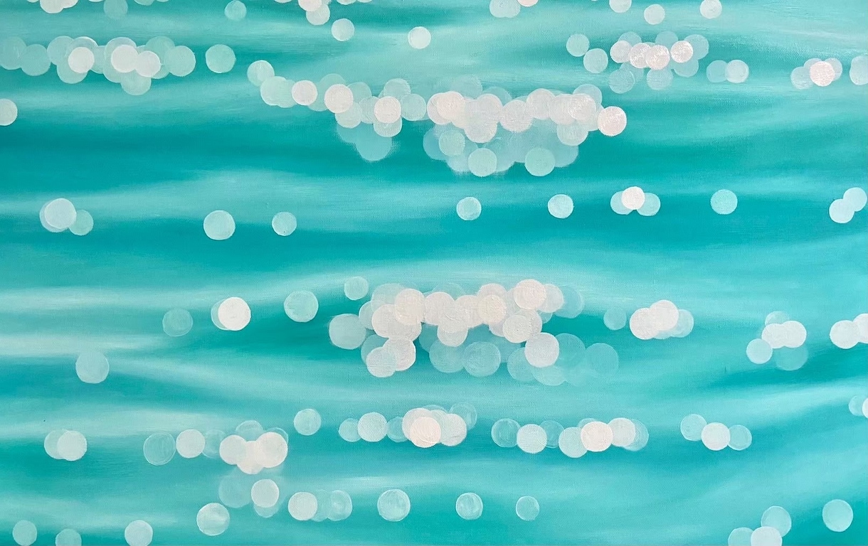 静かな海を描く油絵　一点ものになります 穏やかな海の色が心を静かに包みます イメージ1