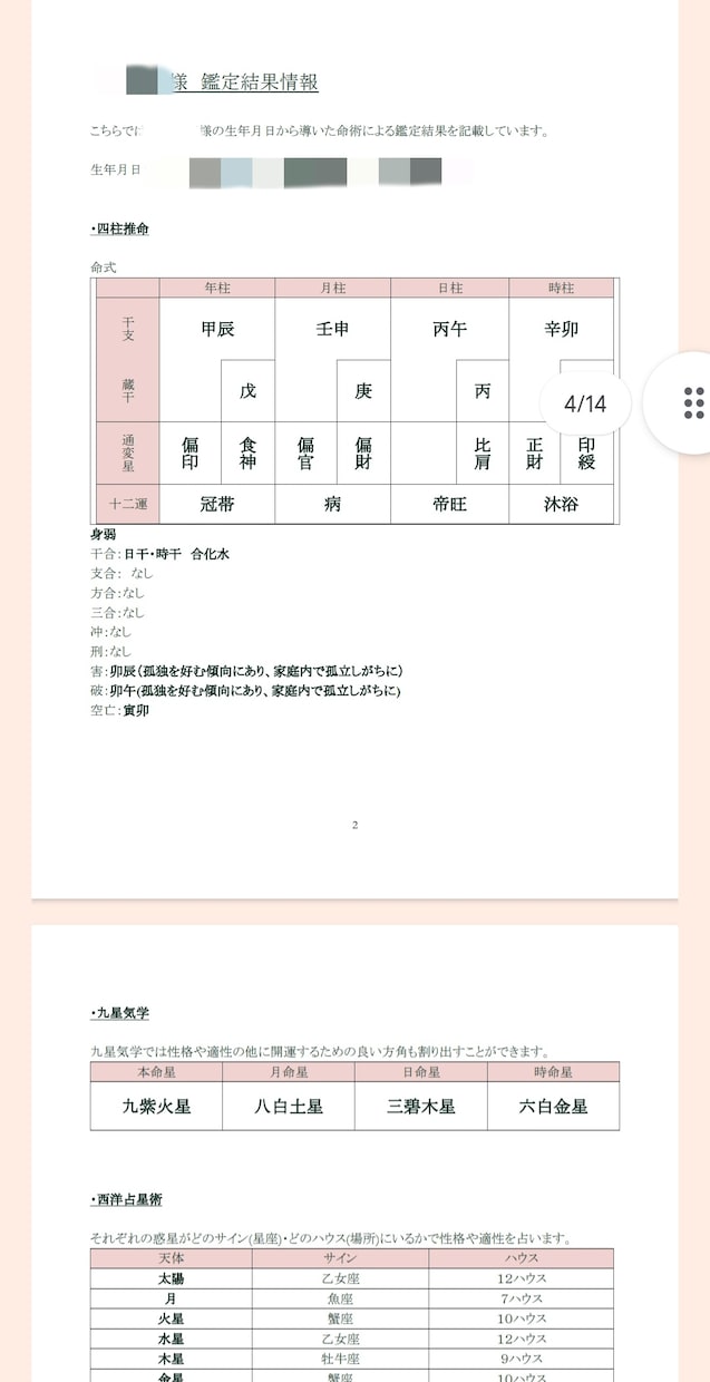4つの占術を組み合わせてトリセツを作成します ボリュームたっぷり！ あなただけの取扱説明書を作成いたします イメージ3
