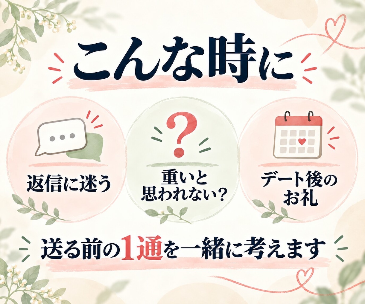 彼に送るLINEを男性目線で5通添削します 「これ送って大丈夫？」に、返信文と理由で答えます イメージ2