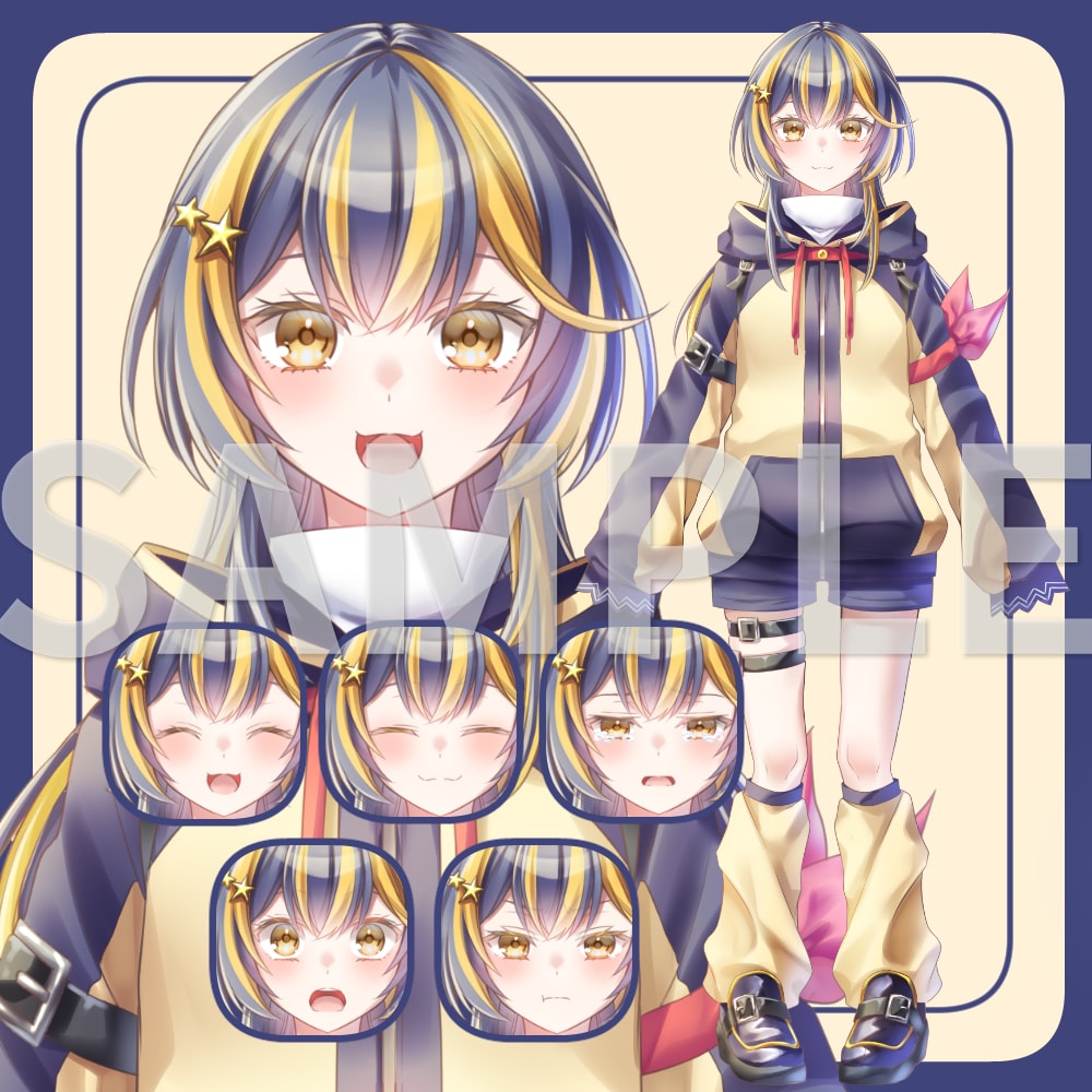 表情パーツ分け済パーカー少女立ち絵を販売します パーツを組み合わせて自由に表情差分を作れます イメージ1