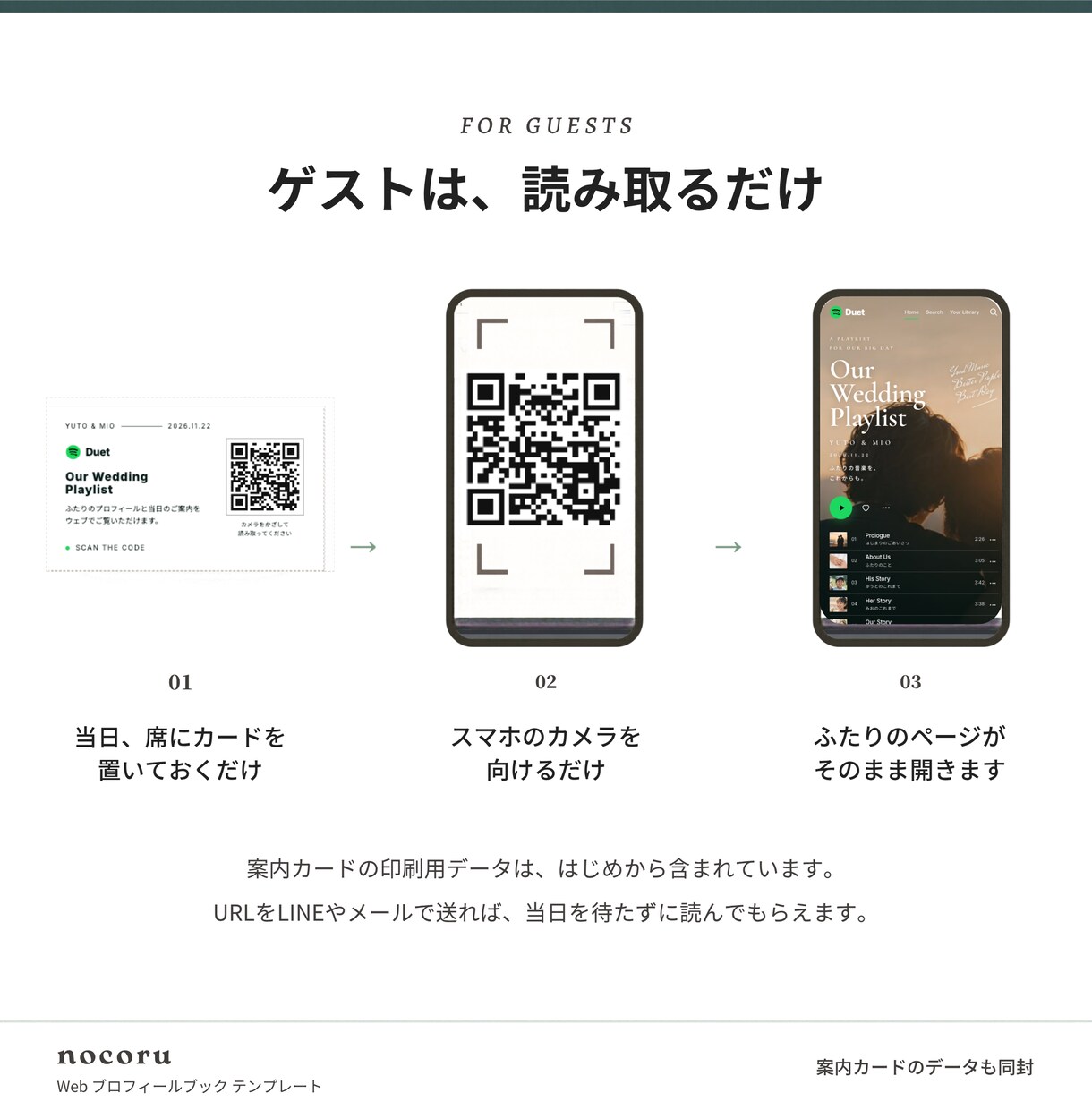 Spotify風WEBプロフィールブックを届けます 【先着3名様モニター価格】席表・案内カード付き／直前修正OK イメージ3