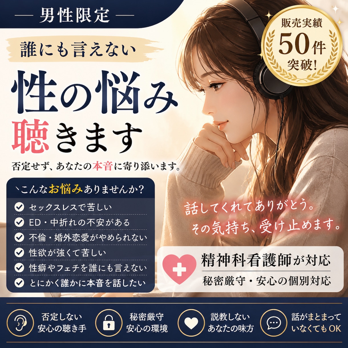 妻に拒否されつらい男性の悩み聴きます 男のつらさを否定せず聴きます。 イメージ1