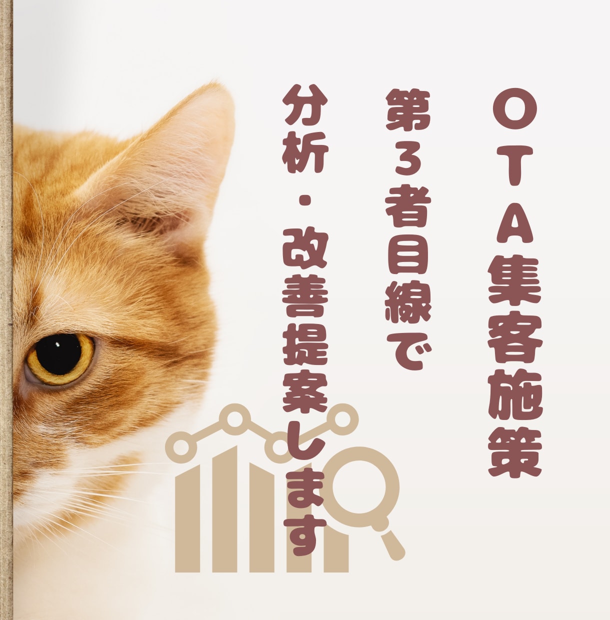 小規模宿泊施設向け｜集客施策を診断し改善提案します 元旅行会社スタッフが施策・広告を分析、改善のヒントをお届け！ イメージ1