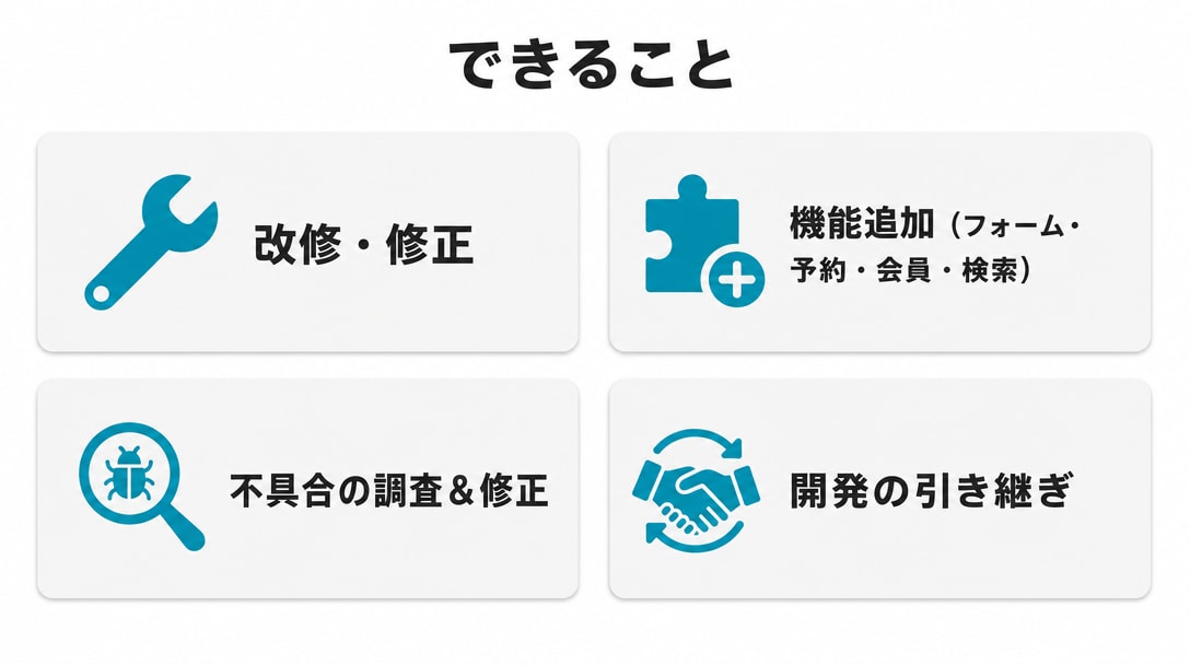 Webサイト・アプリの改修・機能追加します 不具合修正・引き継ぎもOK。まず無料見積り イメージ3