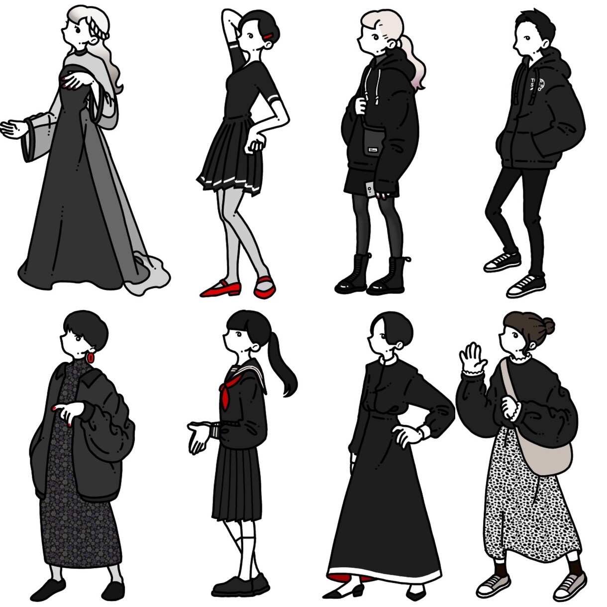 全身横顔専門！シンプル人物イラスト描きます オリジナリティあふれるアイコンはいかがですか？ イメージ10
