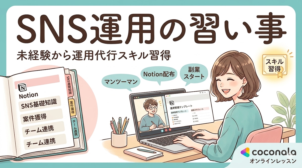 SNS運用代行の始め方をゼロから指導します 未経験からSNS運用代行で「副収入」まで伴奏します。 イメージ1