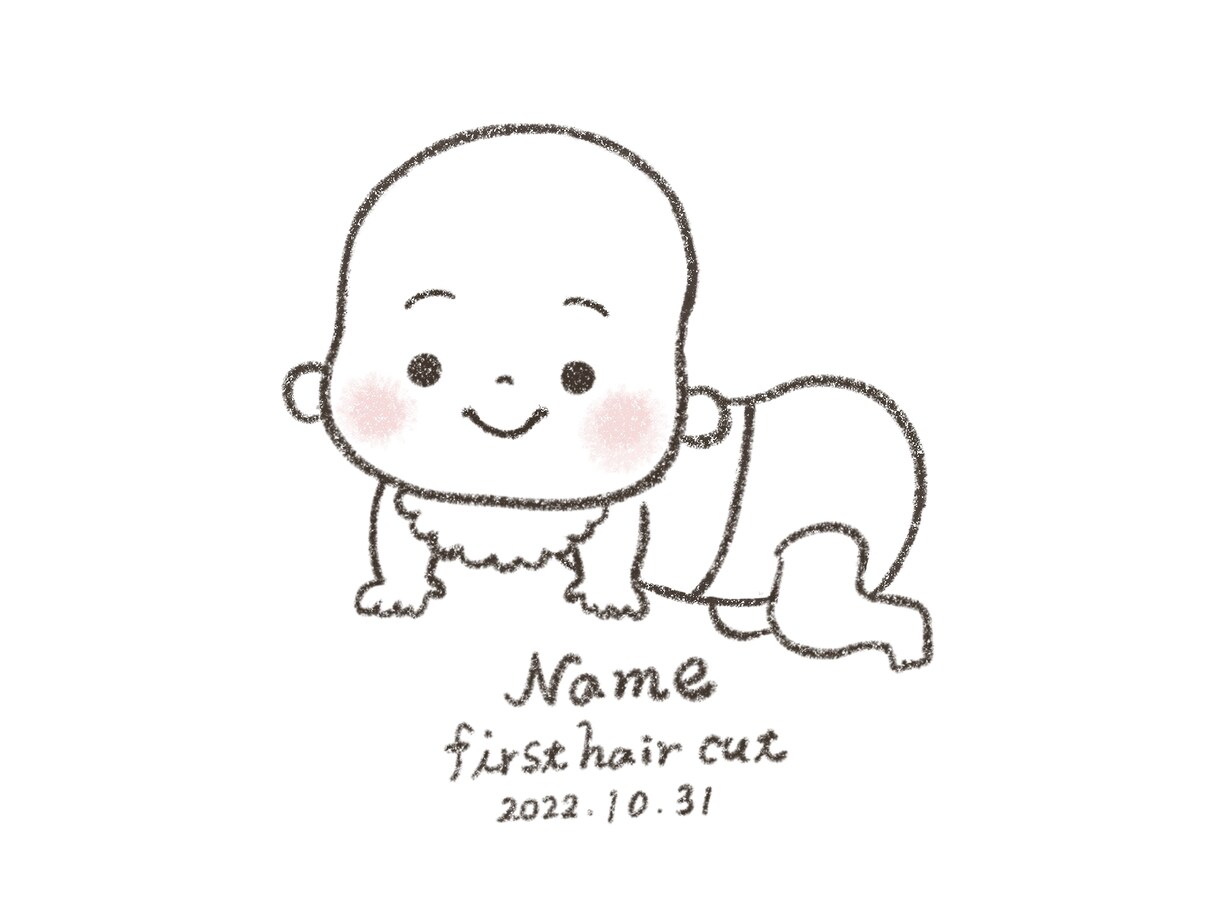 ファーストヘアカットの記念イラストをお描きします ♡お子様の成長記録を可愛く残してみませんか？♡料金1500円 イメージ7