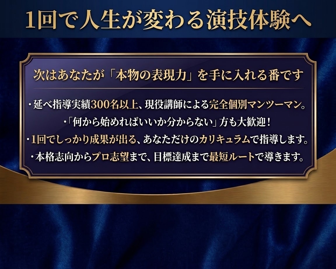 俳優志望へ！滑舌やセリフの本格演技レッスンします オーディション合格へ！滑舌と表現力を磨くプロの本格演技指導 イメージ4