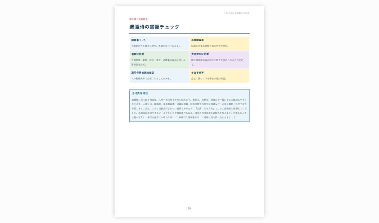 円満退職に役立つ実務ガイドをお届けします 準備から退職後まで整理できる実用40ページPDF イメージ5