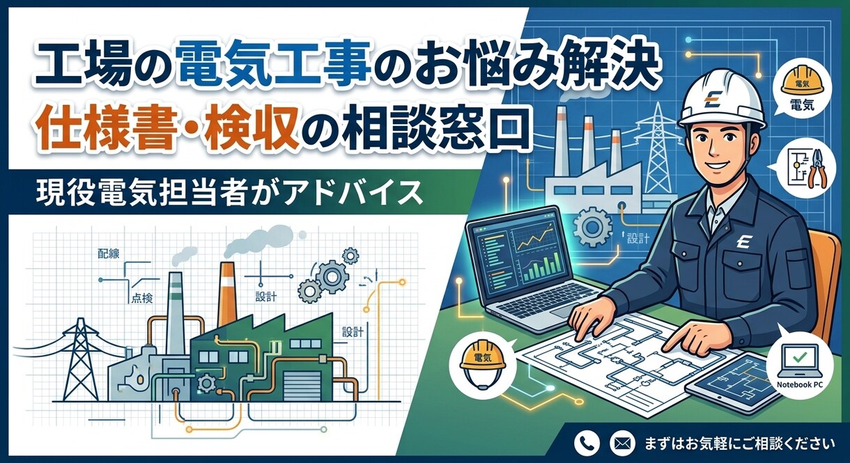工場電気担当者の悩み・相談お伺いします 仕様書作成、工事検収業務、その他業務で困りごとをサポート！ イメージ1