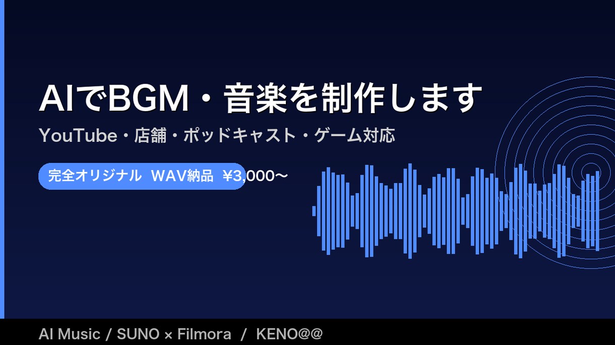 AIでオリジナルBGM・音楽を制作します YouTube・店舗・動画・ポッドキャスト用／WAV納品 イメージ4
