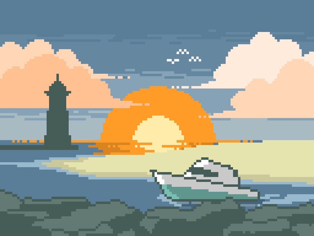 ドット絵で風景イラスト・アニメーションを制作します どこか懐かしい、レトロゲーム風の風景ドット絵を描きます イメージ5