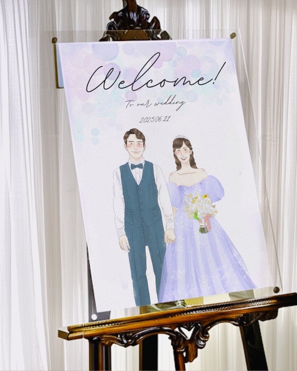 結婚式に！大人可愛いウェルカムボードを描きます 繊細タッチで描くそっくりでオシャレなウェルカムボード♡ イメージ2