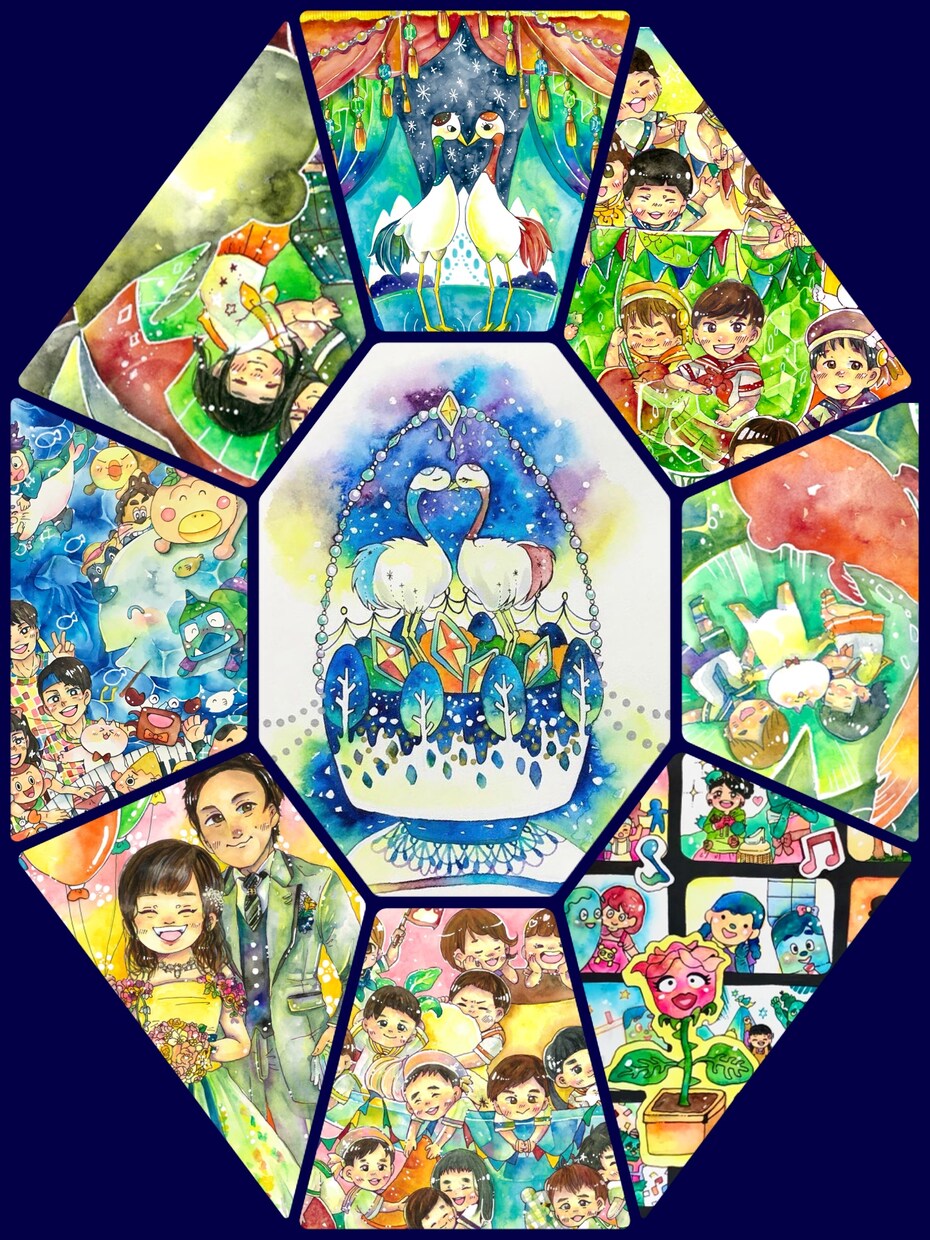 人と被らないアートな似顔絵をお描きします 送料無料✨手作業が光る！美しいアナログ原画です イメージ6