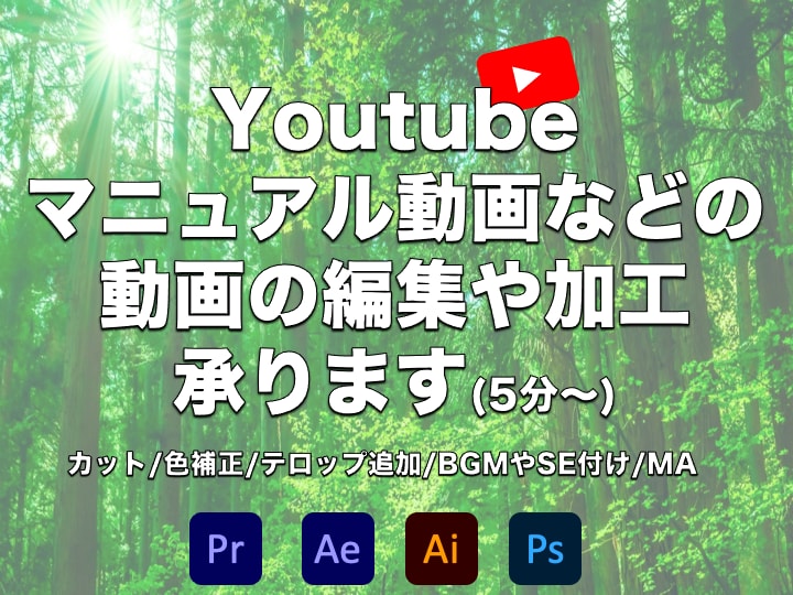 動画の編集をします カット/テロップ追加/色補正/BGM/効果音/MA イメージ1