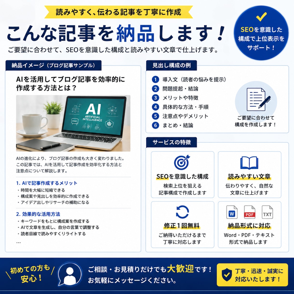 AIでSEO記事やブログを作成します SEOを意識した読みやすい記事を丁寧に作成 イメージ2