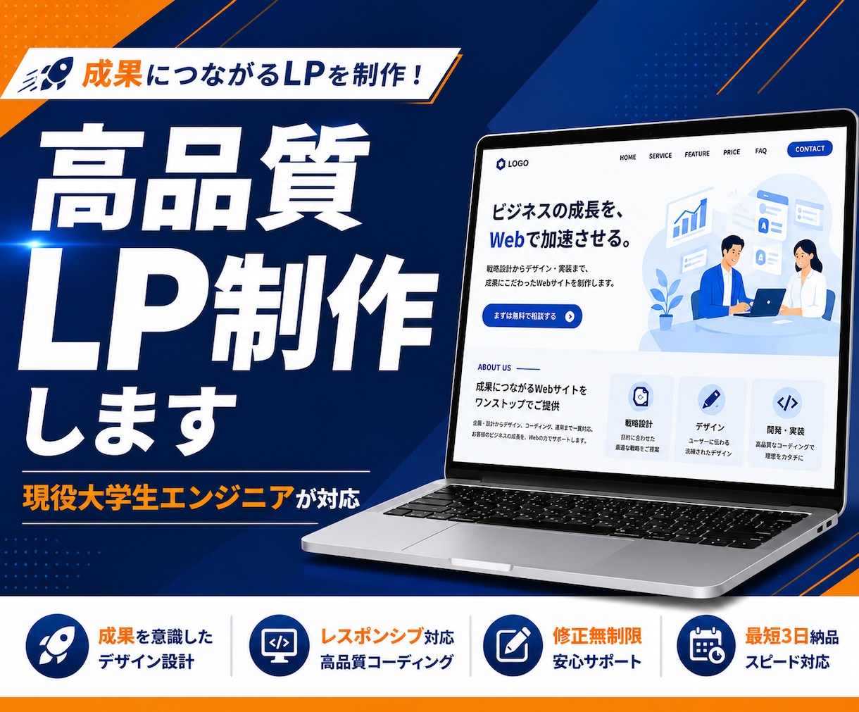 高品質なLP(ランディングページ)制作します “作って終わり”にしない、成果を意識したLP制作します イメージ1
