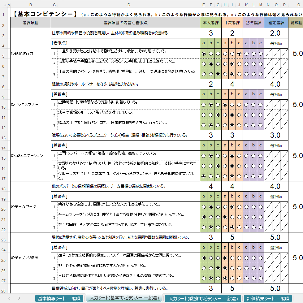 人事評価シートのExcelテンプレートを販売します 実務で使った昇給・昇格評価に実績のあるシートです。 イメージ3