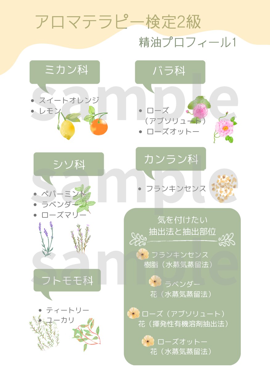 アロマテラピー検定2級のまとめを送ります 私自身「これがあればなぁ」と思ったポイントまとめを作りました イメージ1