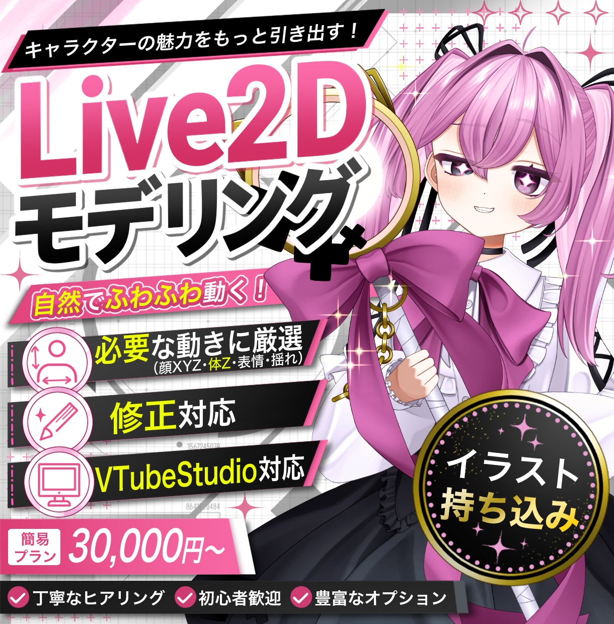 お手頃価格で自然に動くLive2Dを制作します キャラクターの魅力を引き出すモデリング イメージ1