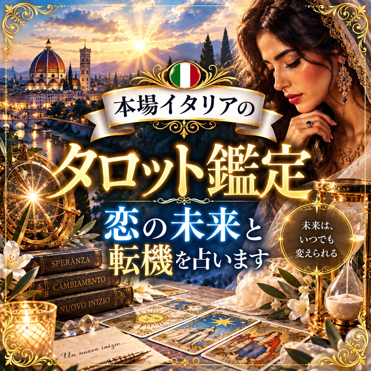 本場イタリアのタロットで恋の未来と転機を占います この先の恋の流れと、動くタイミングを読み解きます イメージ1