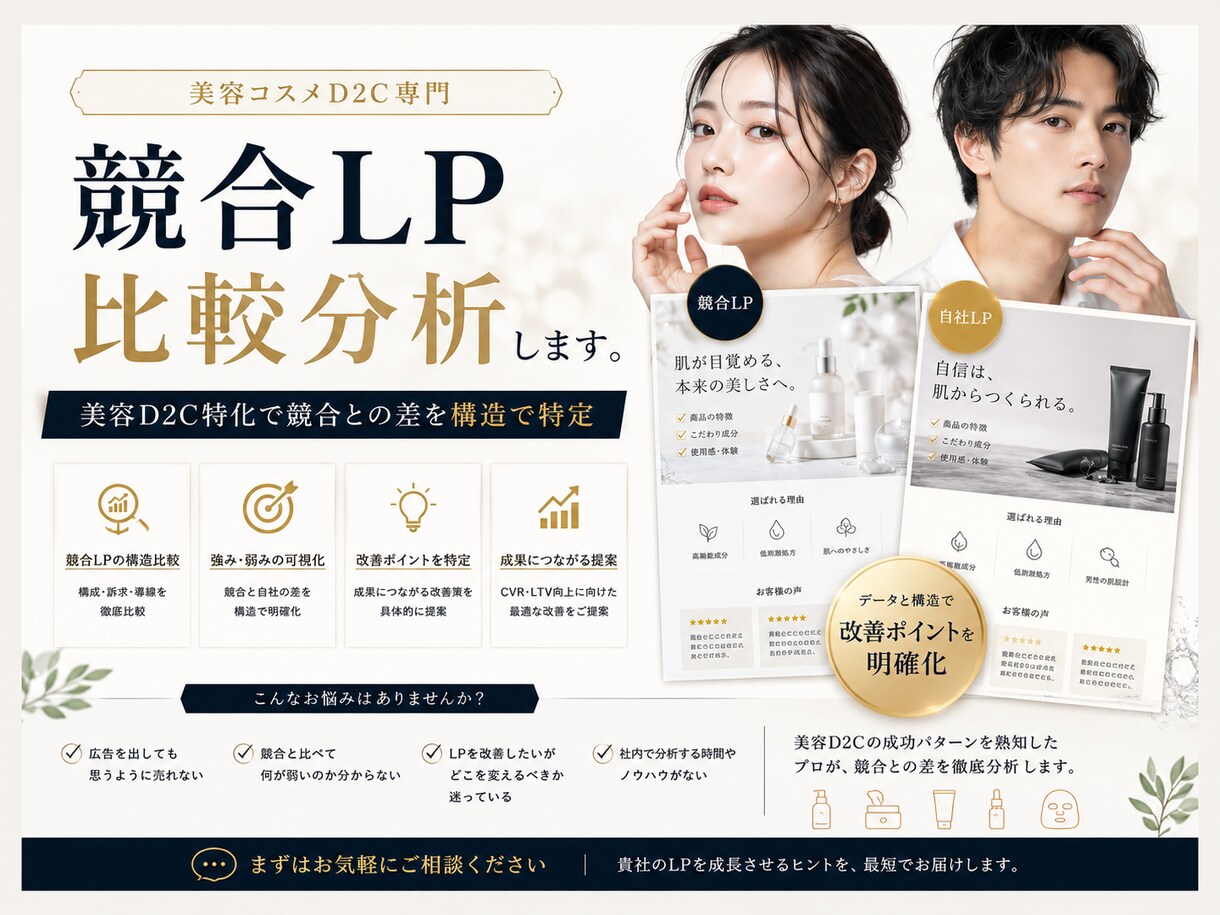 美容コスメD2C専門｜競合LP比較分析します 美容D2C特化で競合との差を構造で特定 イメージ1
