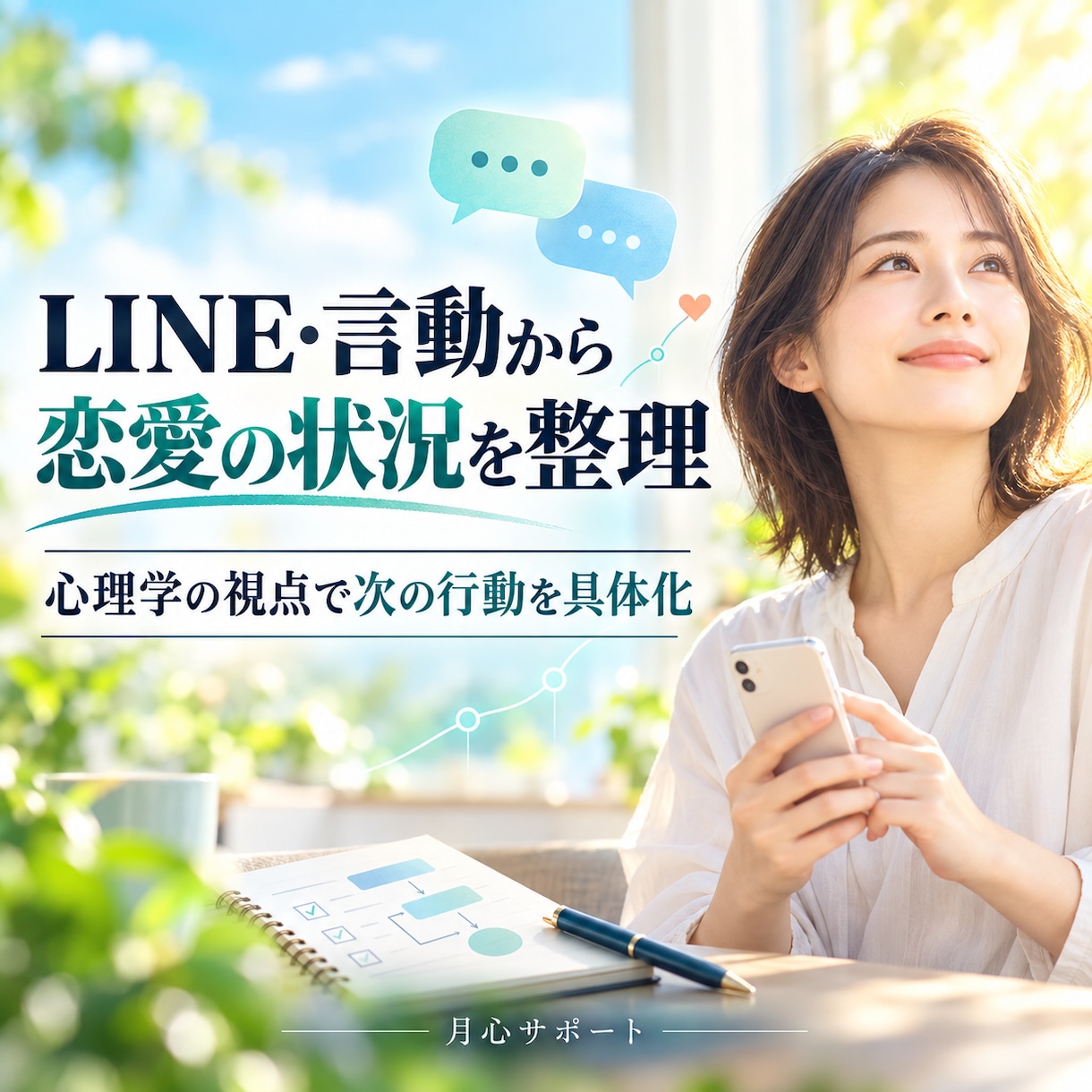 彼のLINEや言動から次の一歩を心理学で考えます ひとりで悩む夜に。片思い・復縁・交際中の迷いを一緒に整理 イメージ1