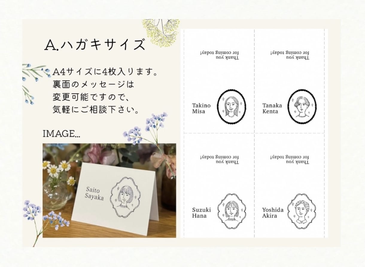 ぱっと目を引くおしゃれな似顔絵席札をお作りします 〜ゲストが喜ぶ、記憶に残る結婚式に〜 イメージ3