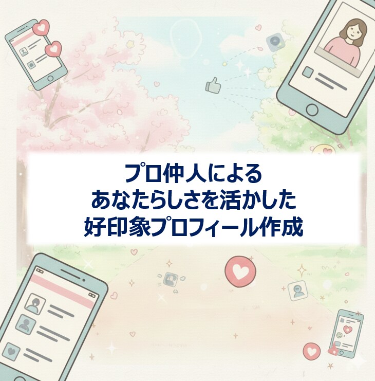 プロ仲人がモテる自己紹介文をあなた専用に仕立てます あなたらしさを活かし好印象プロフィール作成！ イメージ1