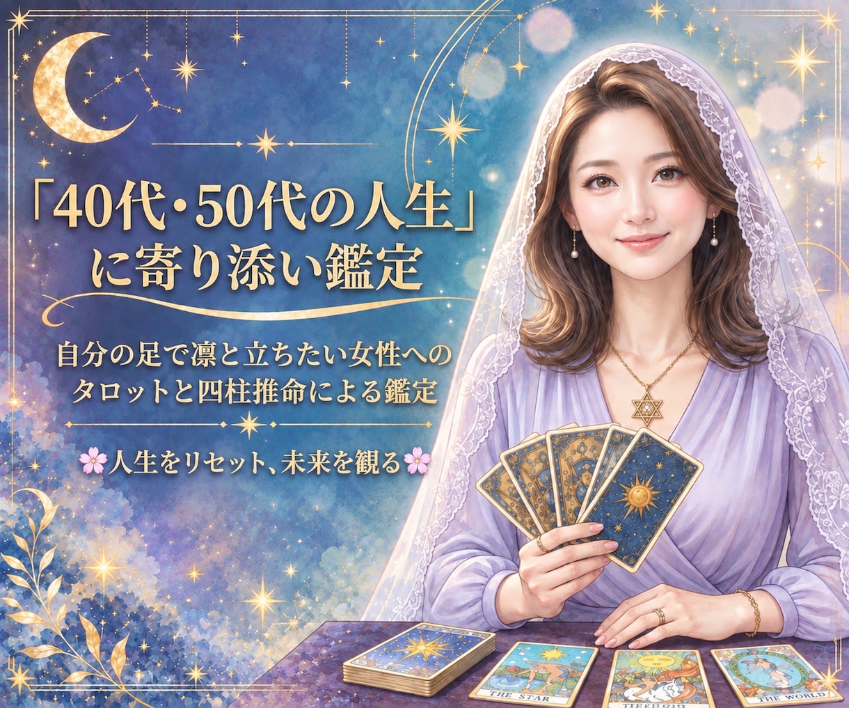 40代・50代から人生をリセット、未来を観ます 自分の足で凛と立ちたい女性の為のタロットと四柱推命による鑑定 イメージ1
