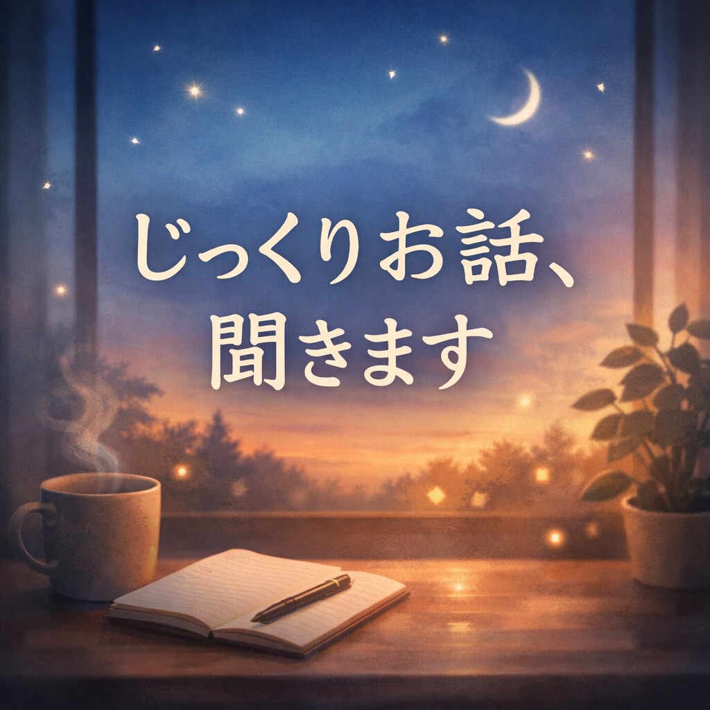 仕事や人間関係の悩み、否定せずじっくり聞きます アドバイスが欲しい方も、ただ話したいだけの方も大丈夫です。 イメージ1