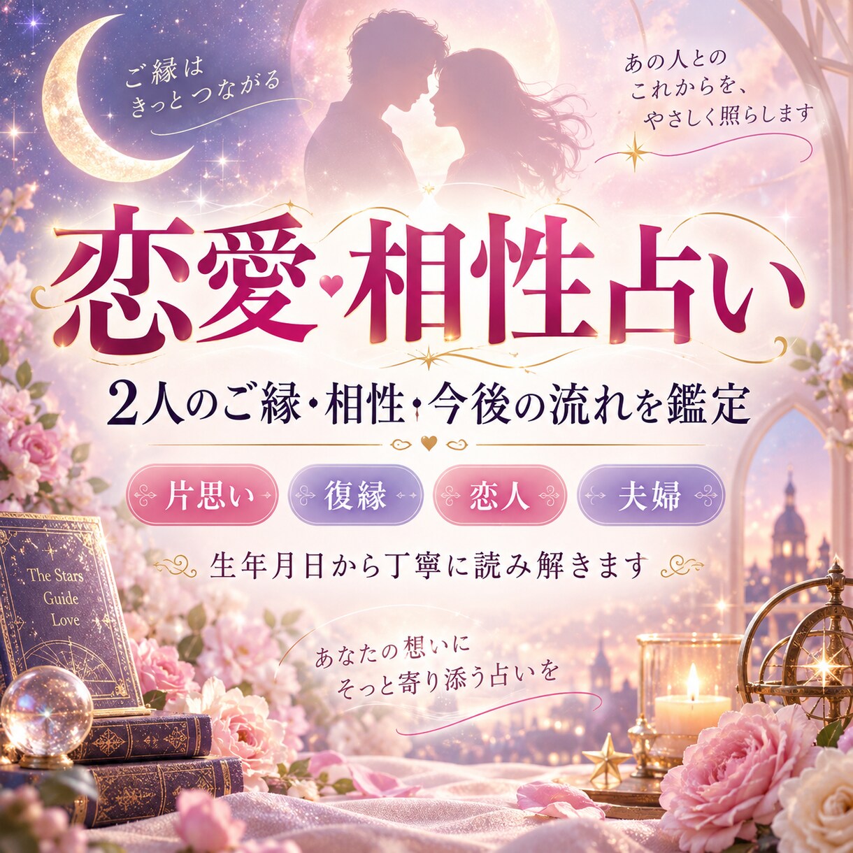 今しか知り得ない恋愛・相性を丁寧に占います 気になるあの人との相性これから恋愛の流れを読み解きます イメージ1