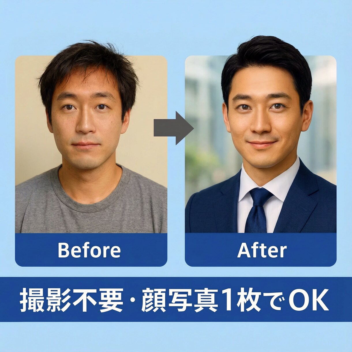 ビジネスで光る！選ばれる実写級AIプロフ画作ります 【顔写真だけ】で即プロ撮影級品質。第一印象が整う自己紹介写真 イメージ2