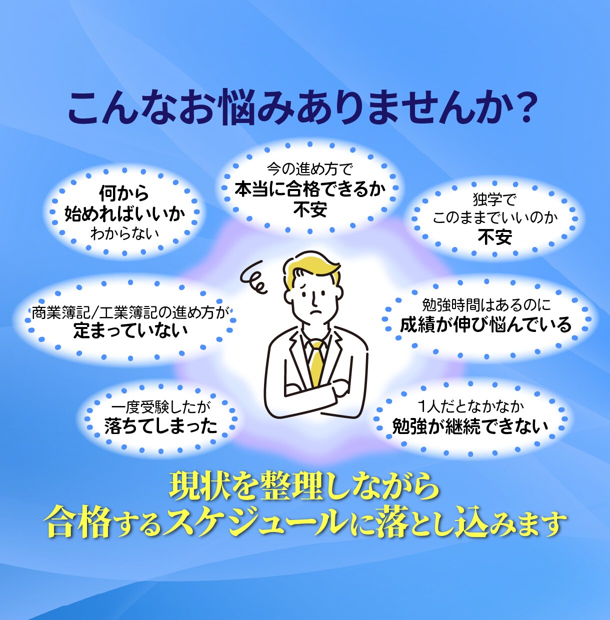 簿記1～3級の合格に向けて１カ月間個別指導します 学習計画・進捗管理・質問対応を合格に向けて1か月間行います イメージ4