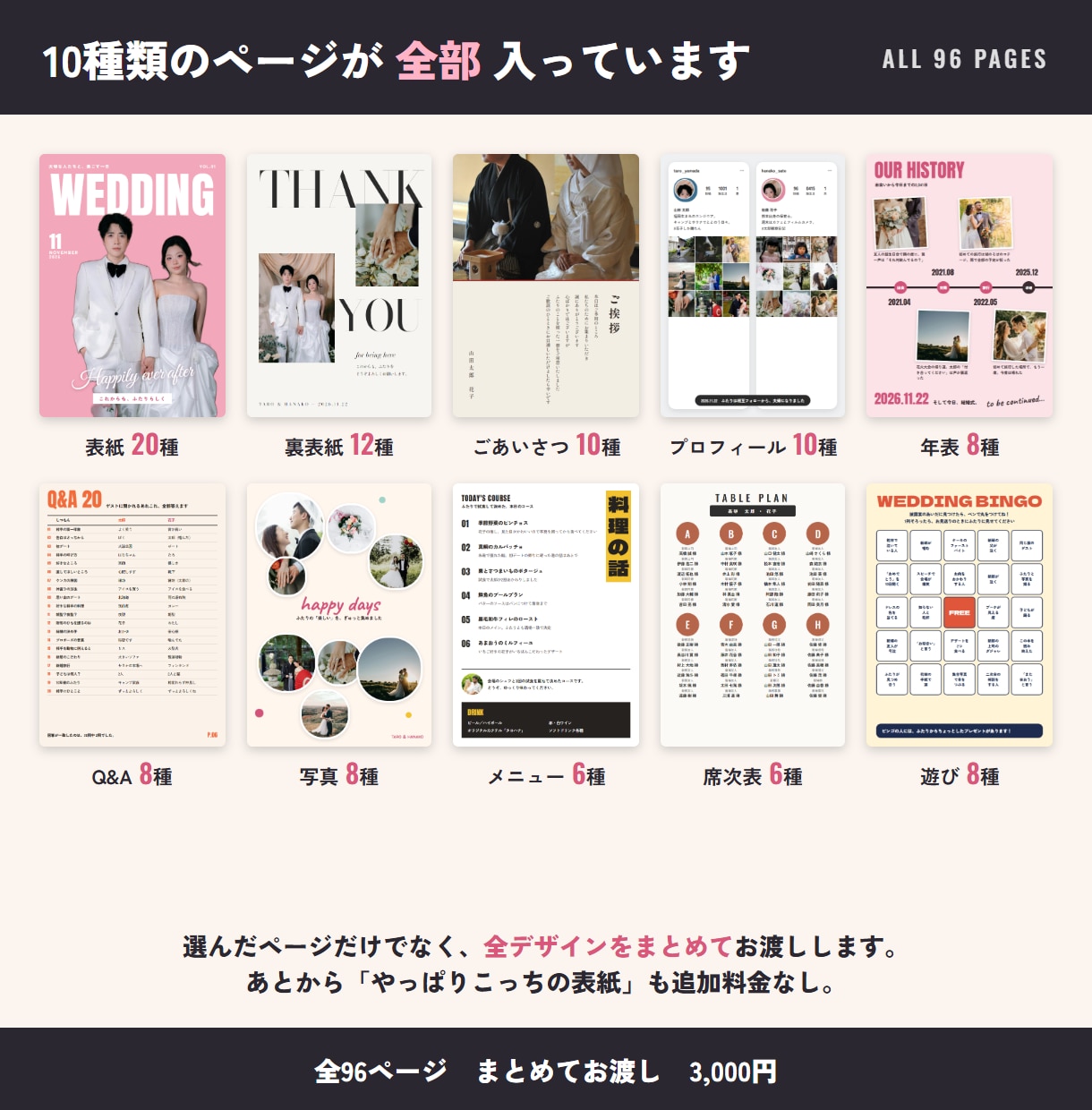 全96ページ納品｜結婚式プロフィールブック作れます Canvaで編集◎和風・雑誌風・縦書きも｜ガイド付き イメージ2