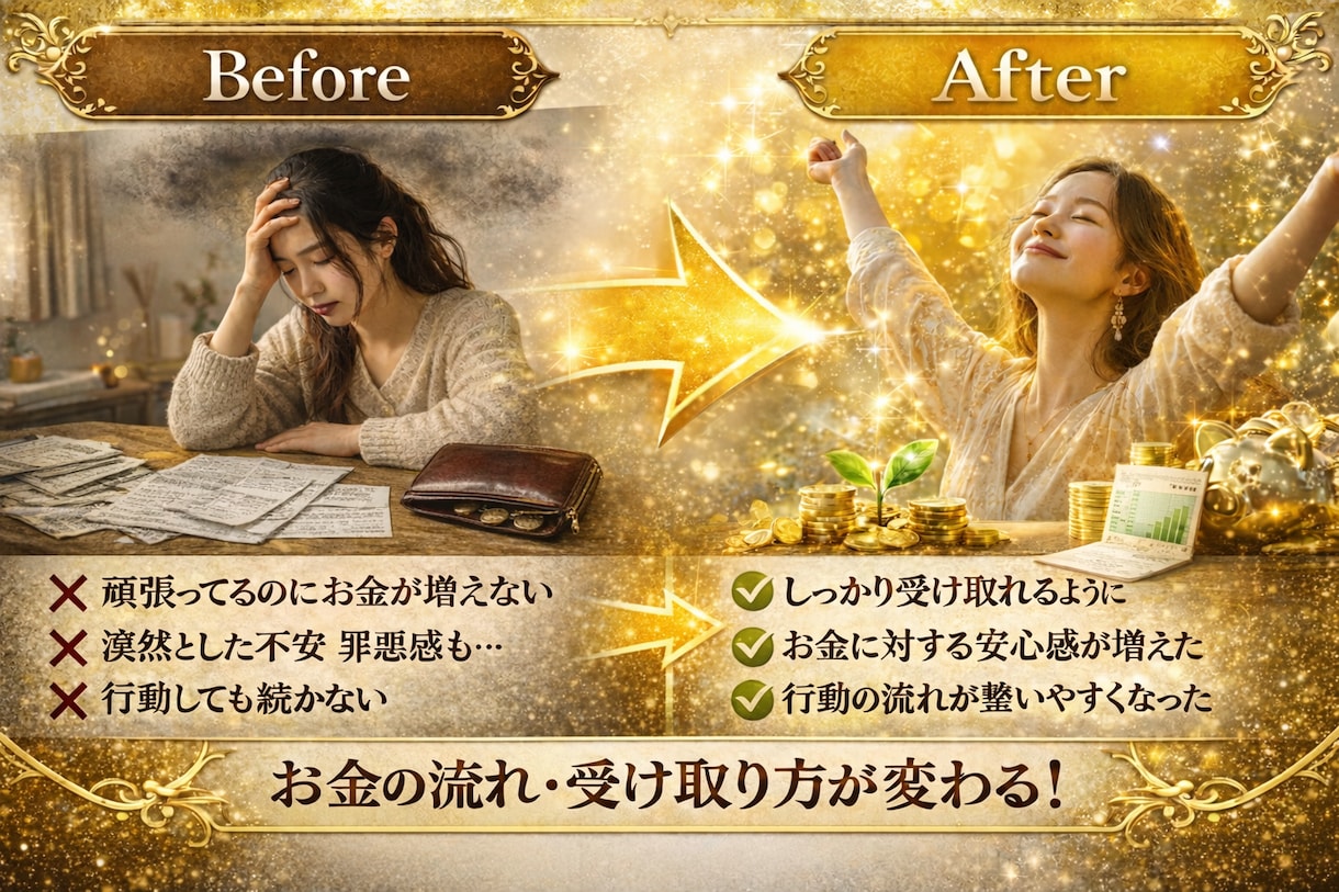 お金を引き寄せる体質へ→お金のブロックを解除します 無意識にあるお金の思い込みを手放しお金の流れを整えます イメージ2