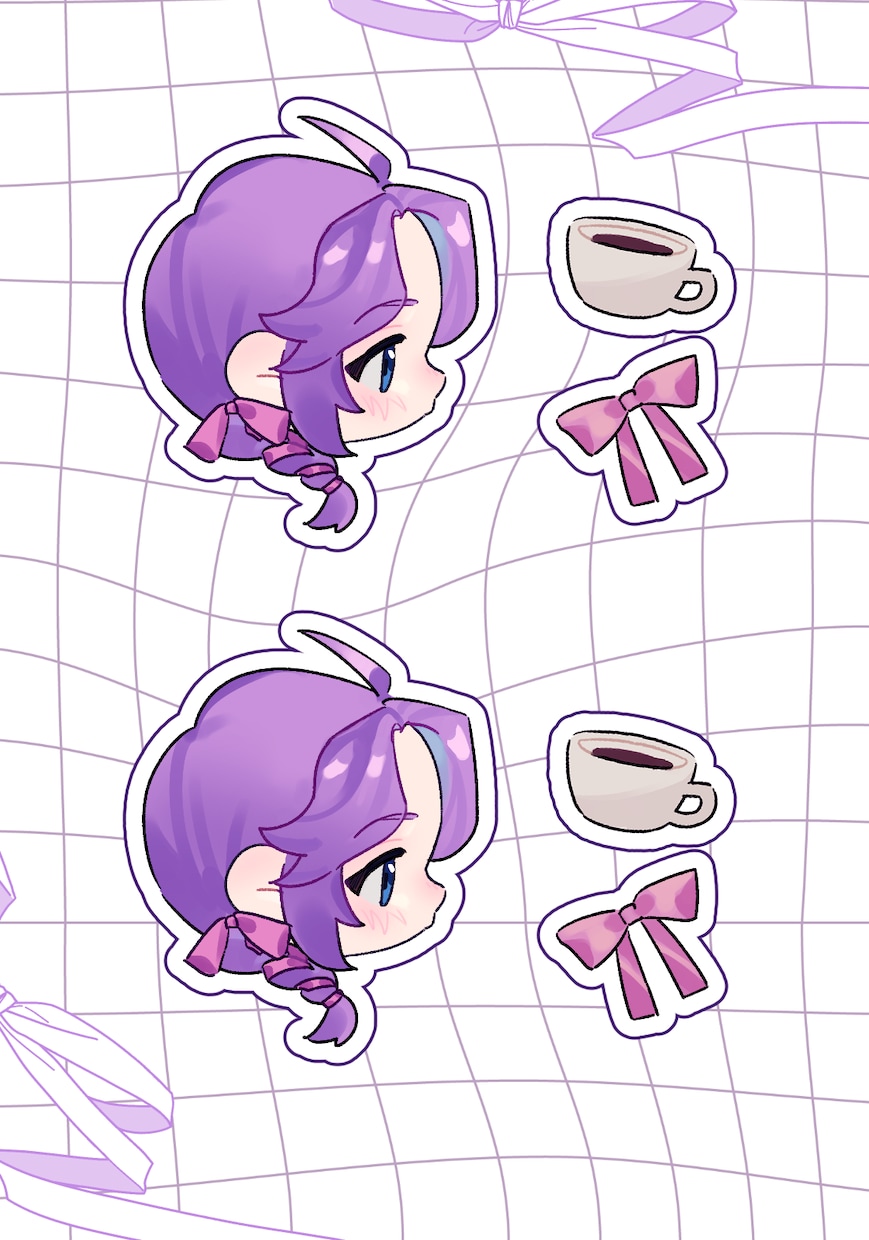 ネップリ対応　フレークシールちゃんを描きます ミニキャラ横顔＋お好きなモチーフ2点描きます。 イメージ4