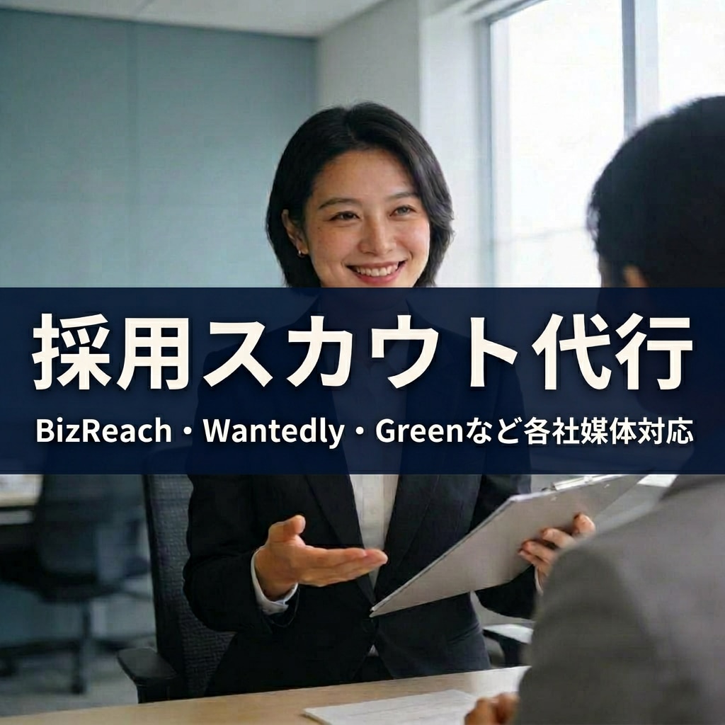 採用のスカウト代行を月5万円〜｜各種媒体対応します 返信率を意識した運用改善までサポートします イメージ1