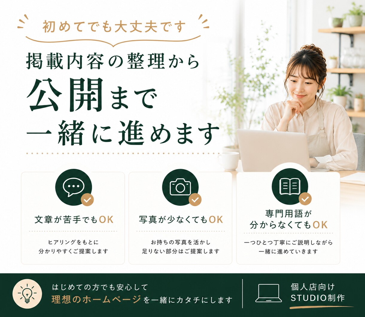 初めてでも安心！開業直後の個人店HPを制作します 原稿整理・予約導線・独自ドメイン接続までまるごとサポート イメージ3