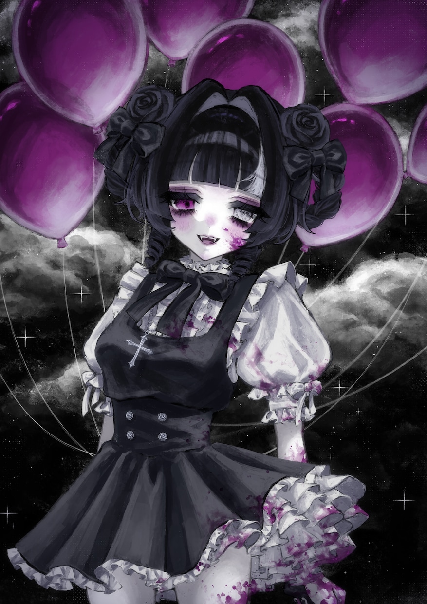 厚塗りでSNSアイコン､立ち絵､1枚絵描きます ゴシック、病み系