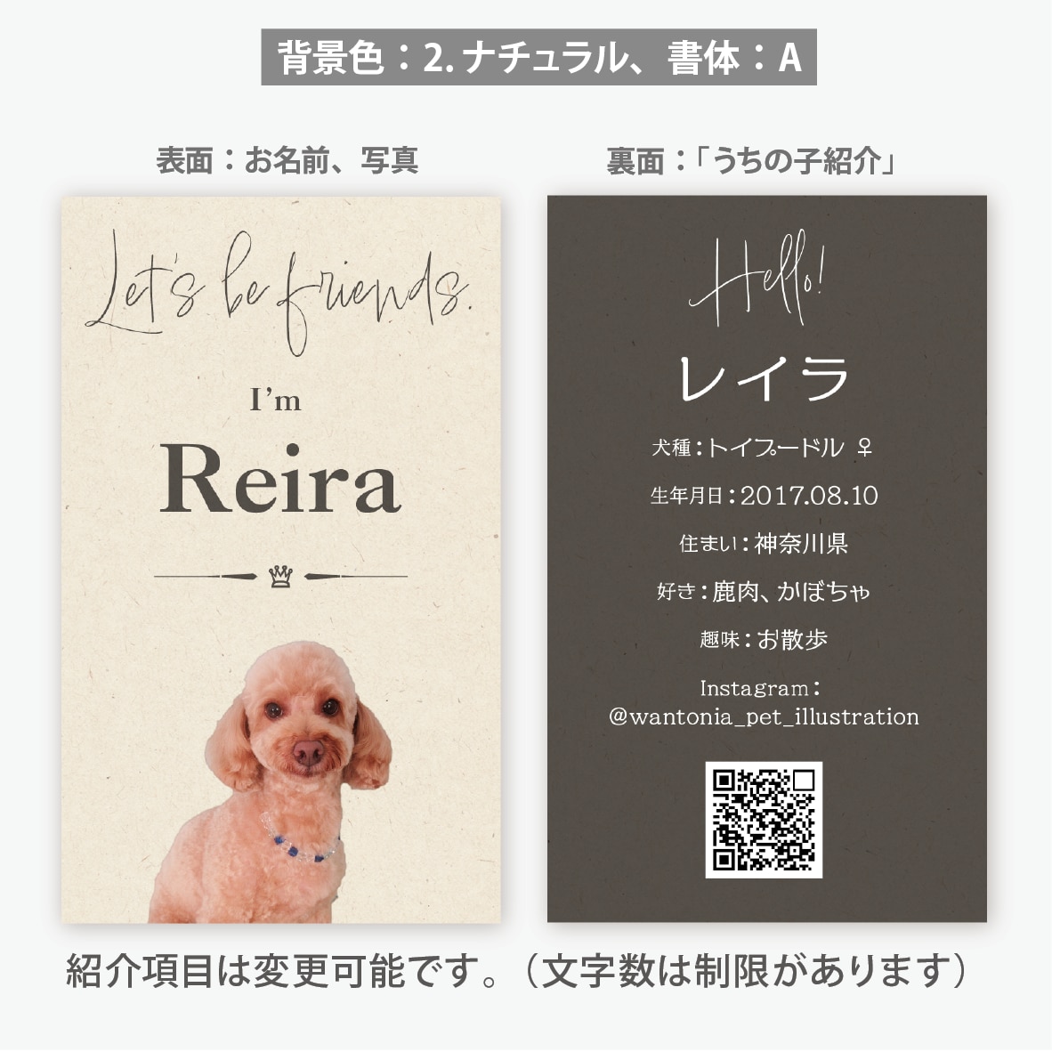写真入りでペット名刺をシンプルデザインで作ります デザイナーへのセミオーダー！両面印刷100枚　送料無料 イメージ4