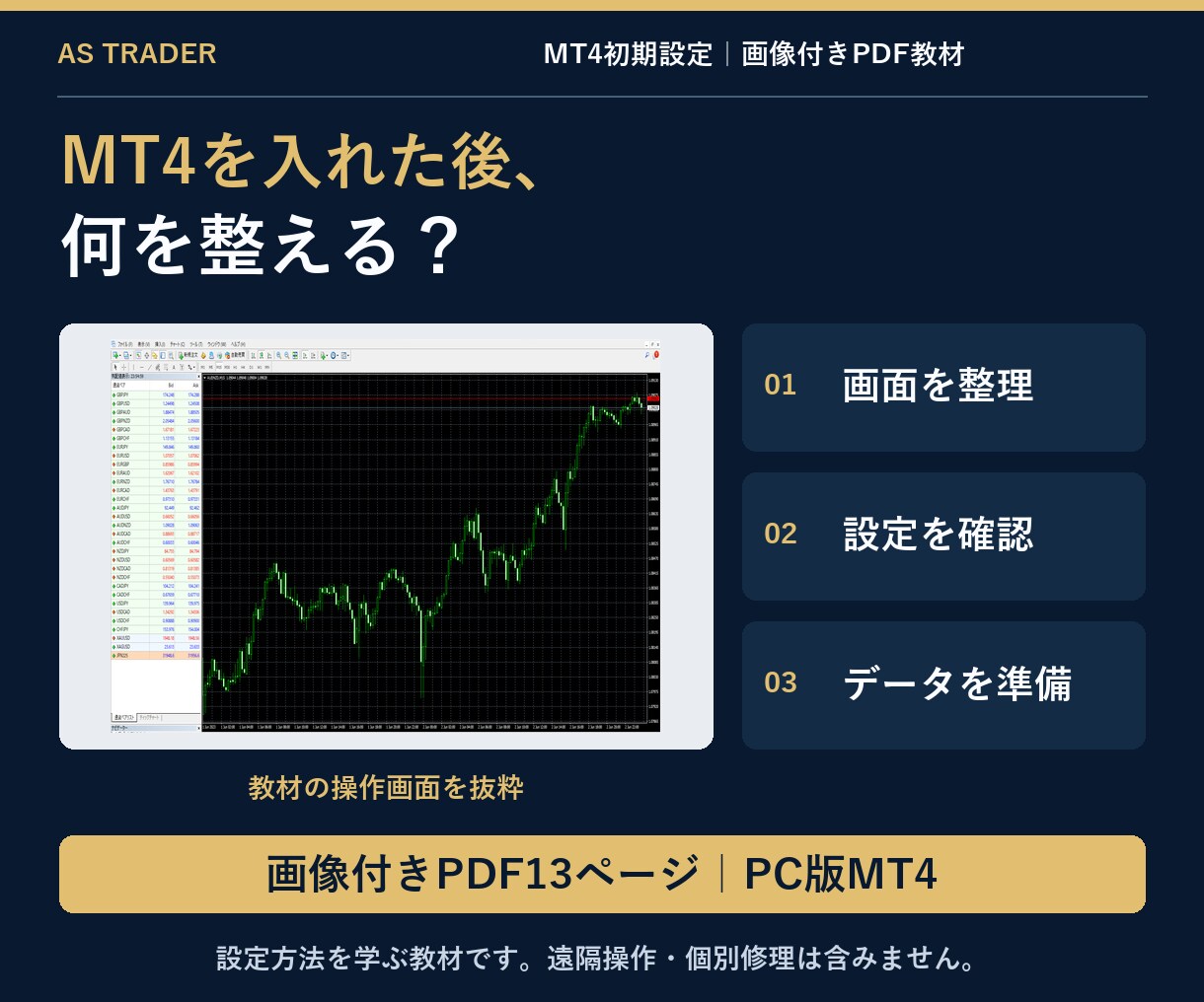 MT4の初期設定を画像付きPDFで解説します MT4を入れた後の設定に迷ったら｜画像で順番に確認 イメージ2