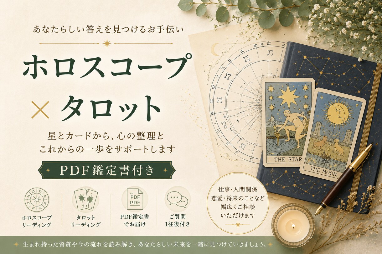 ホロスコープとタロットで悩みを整理します 心の整理と前向きな一歩をサポートします イメージ1