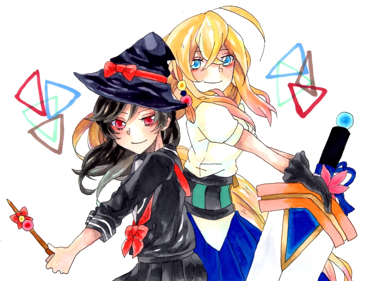 ツイッターアイコン、ヘッダー等描きます 鮮やかなコピックならではの色使いのイラストをお求めの方に！ イメージ2