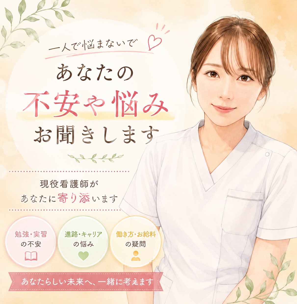 看護学生の疑問や悩みに寄り添います 勉強・実習・進路まで幅広くサポート、些細な質問勿論OK！ イメージ1